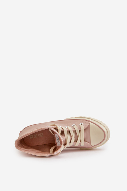 Жіночі утеплені кросівки з еко шкіри рожеві Big Star OO274933