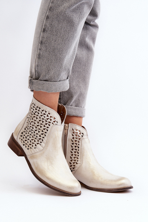 Чоботи шкіряні з вирізом Zazoo 2791/004 золото