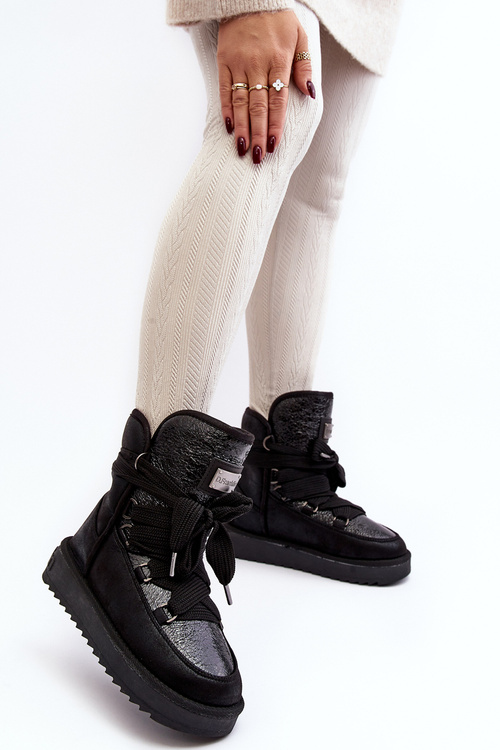 Жіночі зимові черевики зі шнурівкою D.Franklin DFSH370006 Чорні