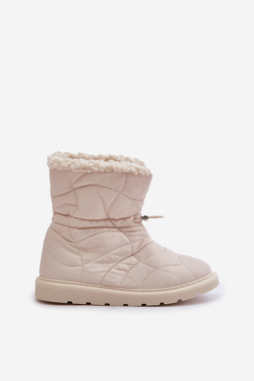 Жіночі снігові черевики зі шнурком на підкладці з овчини світло-бежевого кольору Vamidra