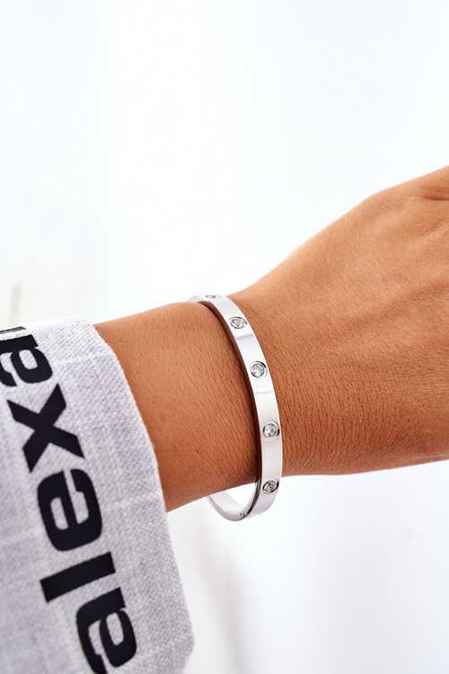 Сталевий браслет із срібним кубічним цирконієм