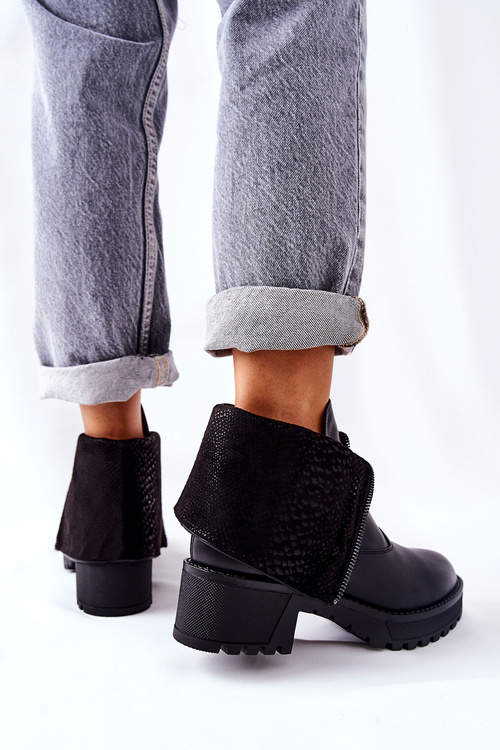 Чорні шкіряні черевики Challonte на підборах