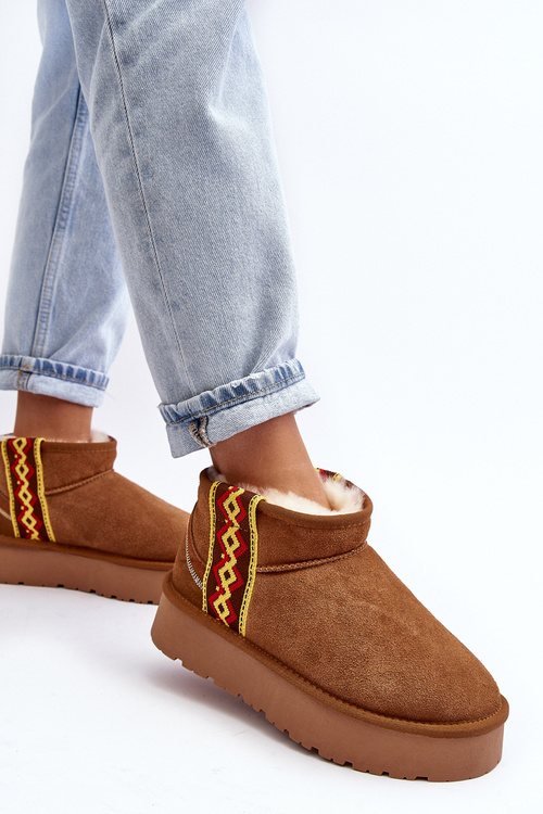 Шкіряні Замшеві Чоботи Для Снігу Жіночі На Грубій Підошві Кемел Вебіссат