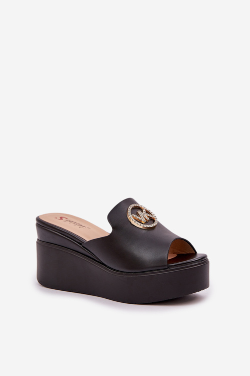 Сандалі На Платформі І На Котурі З Декорацією Чорні Nanessia