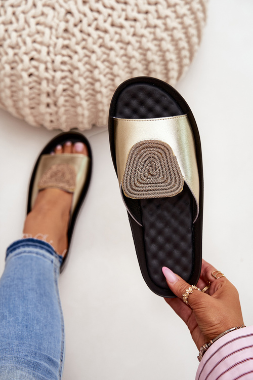 Жіночі Шкіряні Сандалі З Декором KV51-028 Золоті