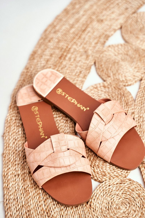 Жіночі шкіряні шльопанці зі змійкою, рожеві Chance