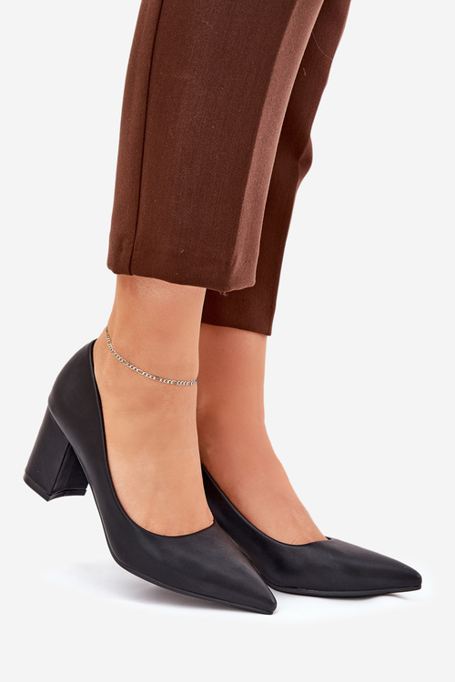 Туфлі На Каблуку Для Жінок З Загостреним Носом Чорні Deonira