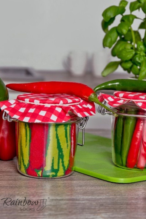 Веселкові шкарпетки Овочі в банці Перець чилі Горошок з морквою 2 пари