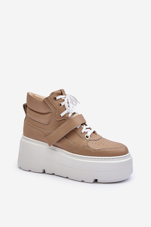 Бежеві жіночі шкіряні кросівки Zazoo 3450