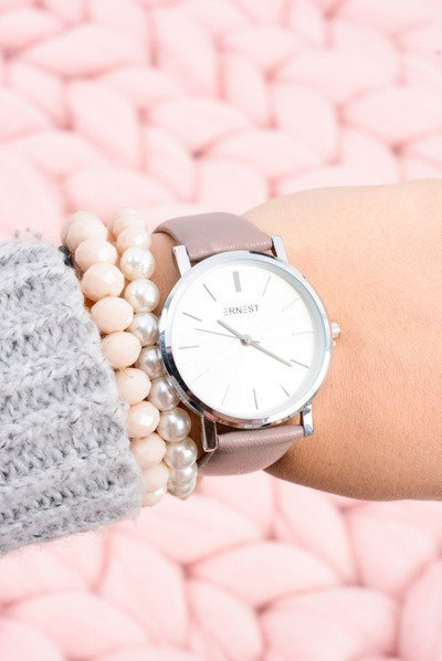 Класичний шкіряний жіночий годинник Ernest Dirty Pink