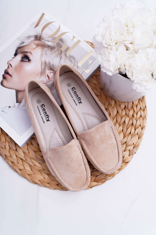 Мокасини жіночі комфортні з еко-замші бежевого кольору Lemma