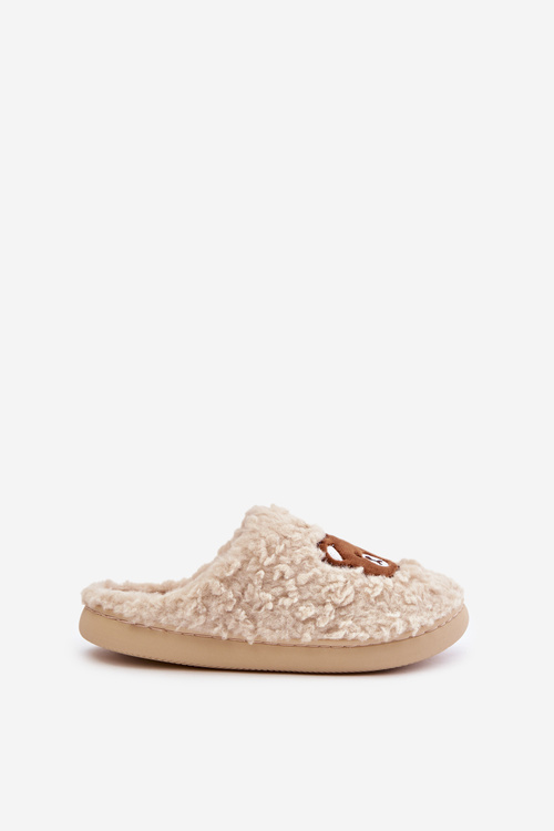 Жіночі тапочки з хутром типу Баранчик і Ведмедик Бежеві Temiena