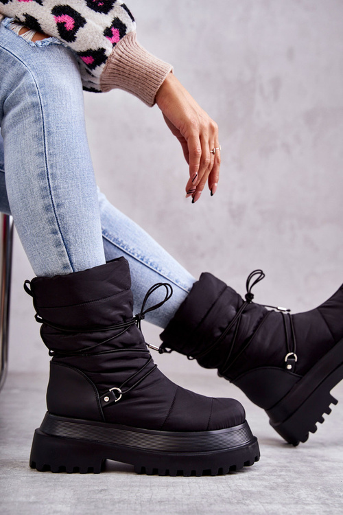 Жіночі зимові черевики на платформі чорні Lilou