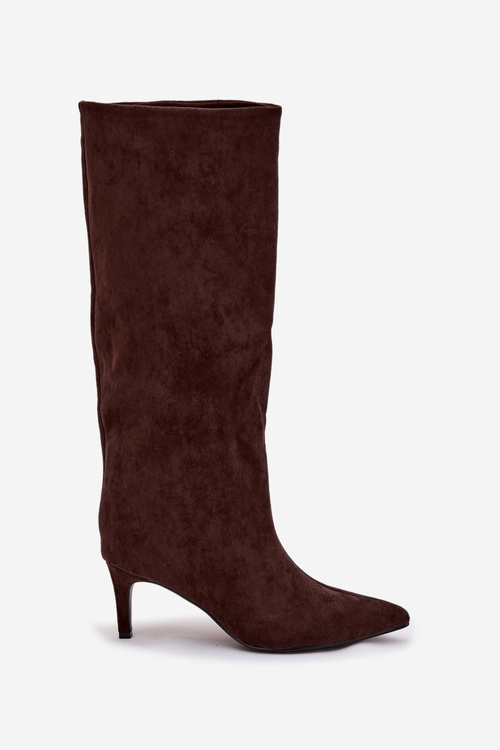 Жіночі чоботи без шнурків із ізоляцією на високому підборі Шоколад Олівієнне