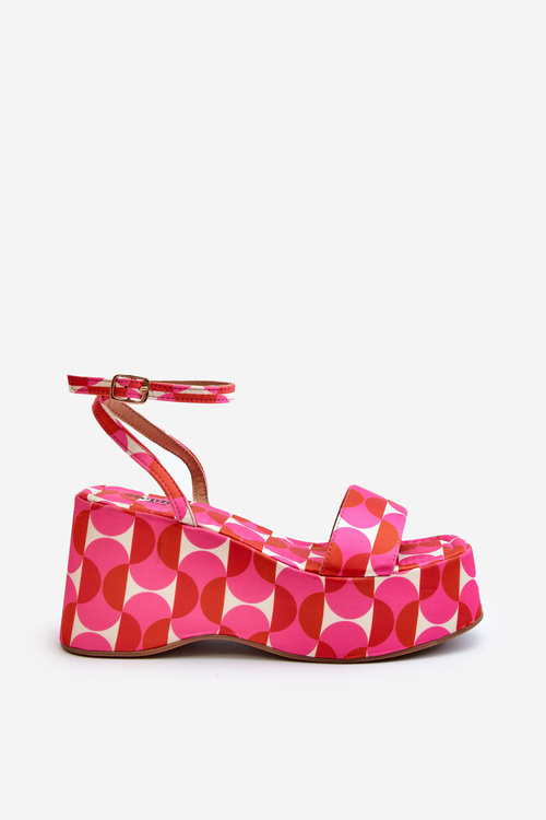 Босоніжки на платформі та танкетці з малюнком кольору фуксії Wiandia