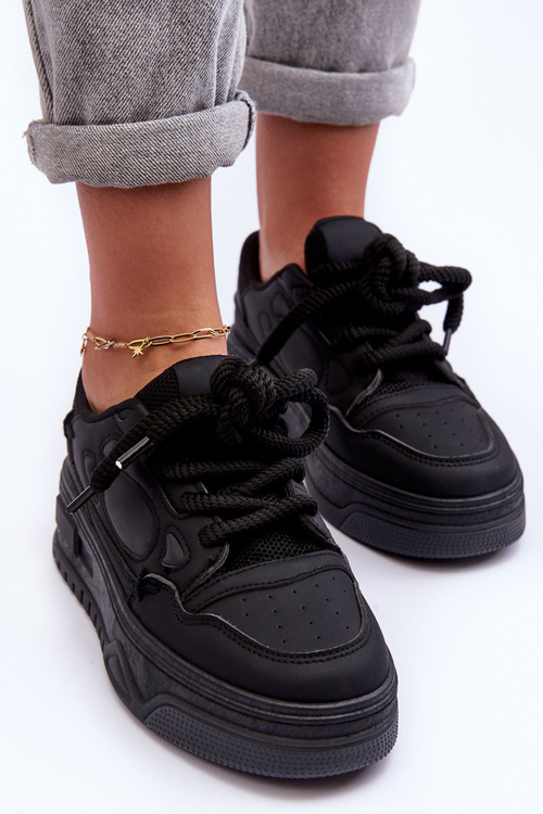 Жіночі кросівки на платформі чорні Finos