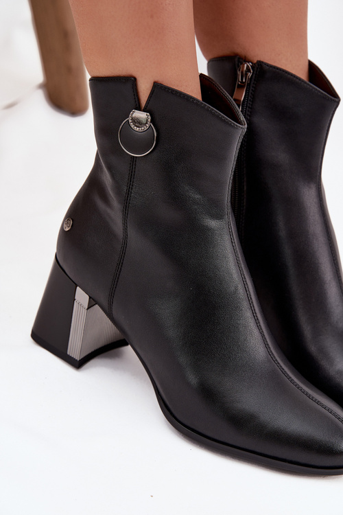 шкіряні черевики на підборах Maciejka K7203-04 Чорні