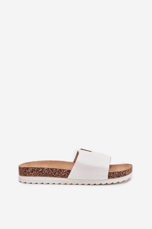 Жіночі сандалі на корковій платформі з декоративним елементом білі Vessira