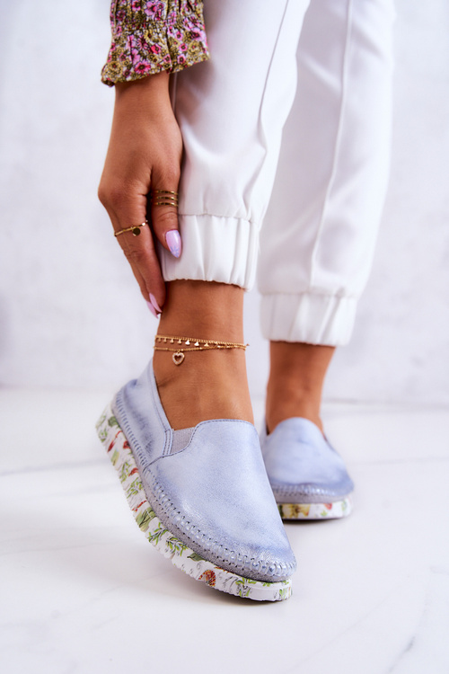 Жіночі шкіряні туфлі Maciejka 03512-40 Світло-блакитні