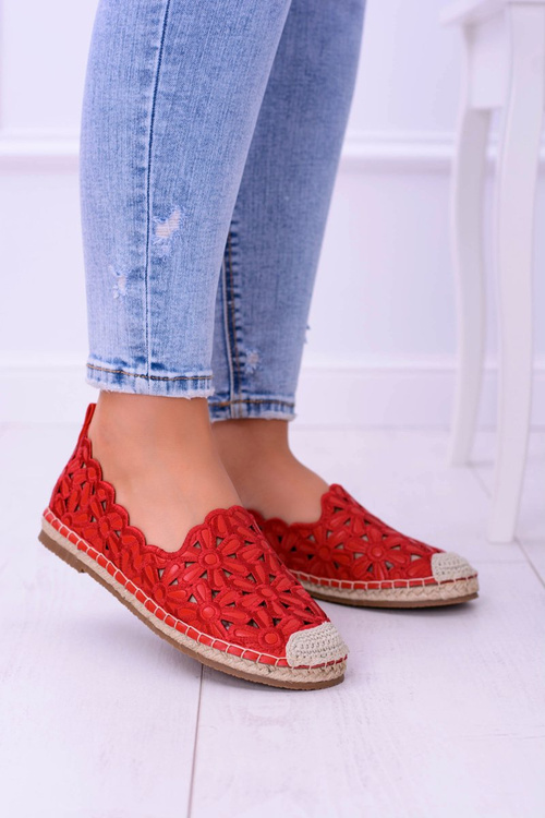 Жіночі червоні еспадрільї балерини Lu Boo у квітах макарени