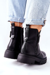 Жіночі черевики на плоскій підошві з повзунками чорного кольору Silvan