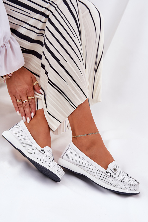 Жіночі Шкіряні Мокасини S.Barski LR51-673 Білі