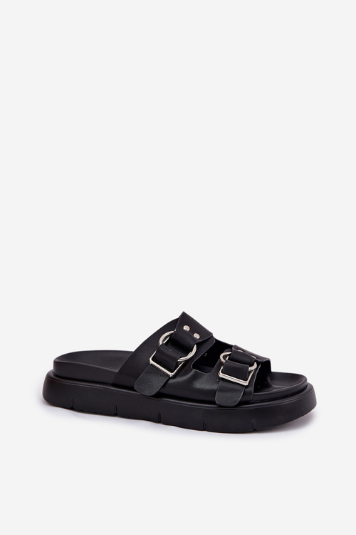 Шкіряні Жіночі Сандалі З Декоративними Застібками Big Star RR274658 Чорні