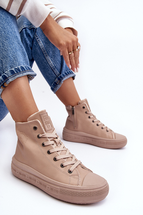 Жіночі кросівки на блискавці з підкладкою, бежеві Big Star MM274022