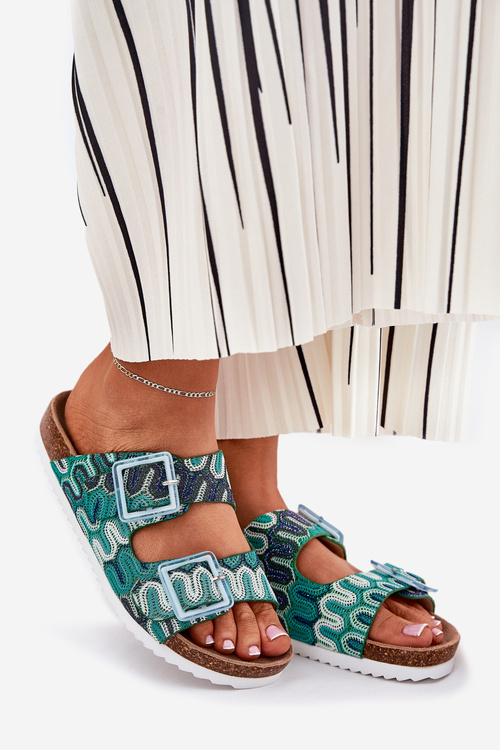 Жіночі Сандалі З Пряжками Та Блискітками S.Barski RB51-006 Зелені