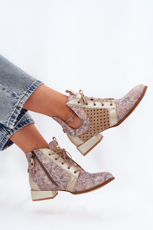 Шкіряні Ботинки Maciejka 05541-04 Бежево-Золоті