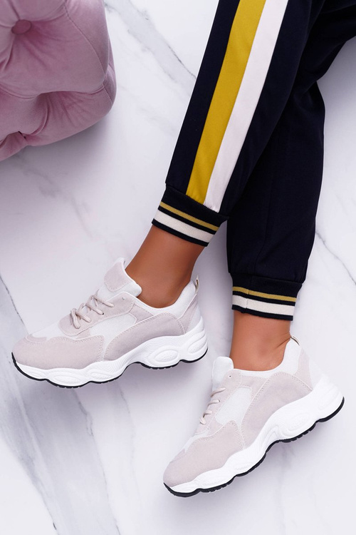 Спортивні жіночі замшеві туфлі бежево-білі льодяники