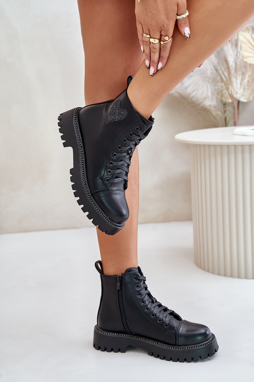 Чоботи на блискавці з декоративним серцем, чорний Obeena