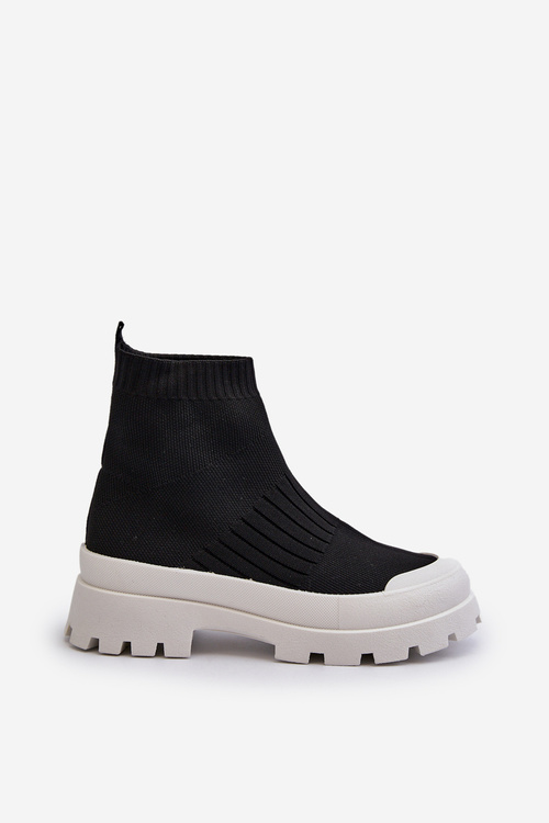 Жіночі чоботи з шкарпетками, чорні сліпони