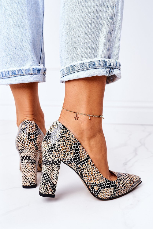 Шкіряні туфлі з тваринним малюнком Lewski Shoes 2453 Чорно-бежеві