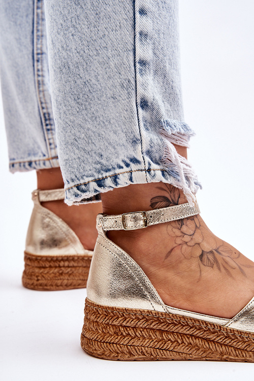 Жіночі шкіряні босоніжки еспадрільї Golden Moise