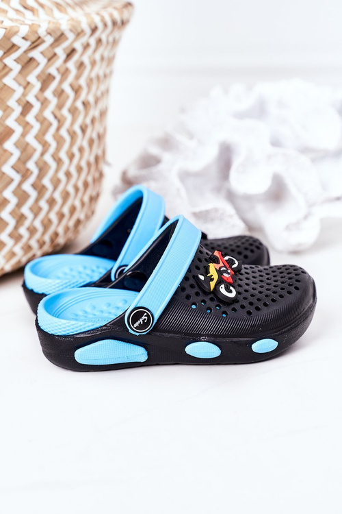 Дитячі поролонові тапочки Crocs Black-Blue Oliver