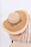 Солом'яний капелюх з декоративною смугою бежевий Ланетта