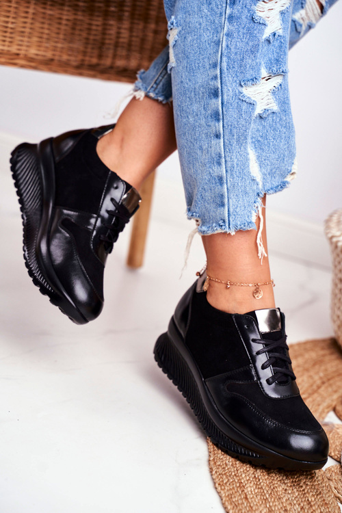 Жіноче спортивне взуття шкіряне чорне Gianna