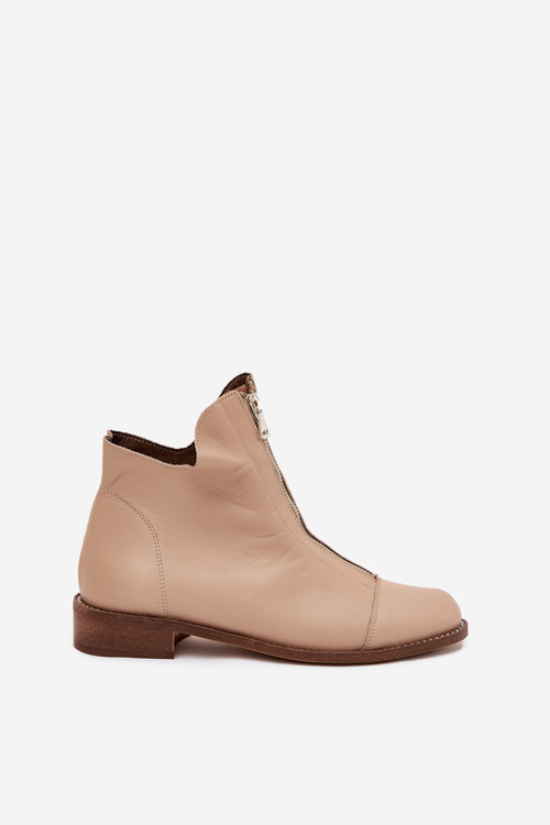 Шкіряні Чоботи На Змійці Бежеві Зазу 2785/079