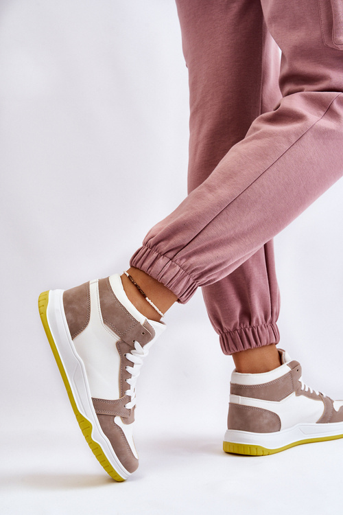 Високі жіночі спортивні кросівки Біло-бежеві Rumor