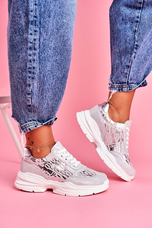 Спортивне жіноче шкіряне взуття Срібні кросівки Palm Bay