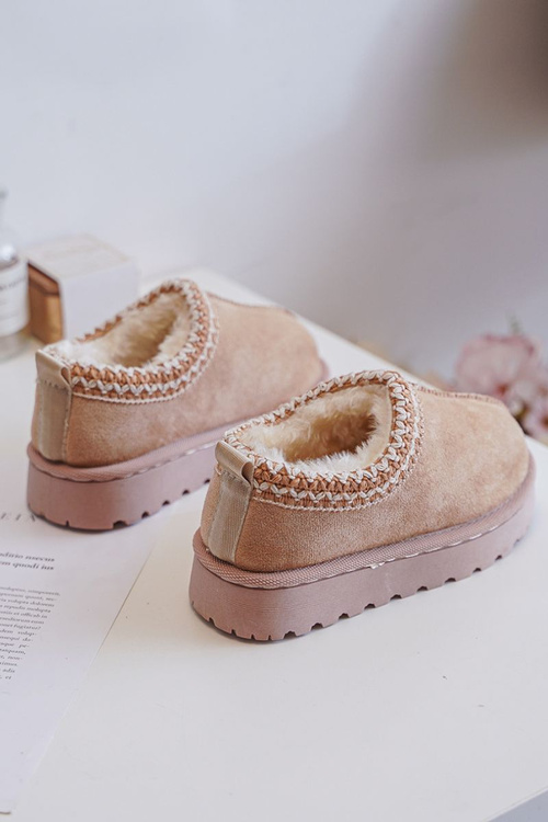 Снігові черевики Дитячі ботильйони на платформі утеплені хутром бежеві Vilabria