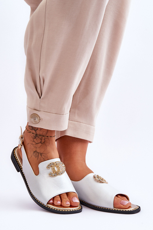 Жіночі босоніжки з декором S.Barski KV-2775-49 срібло