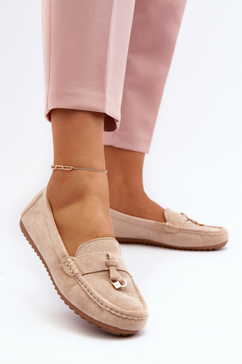 Жіночі класичні замшеві мокасини Ontala бежевого кольору