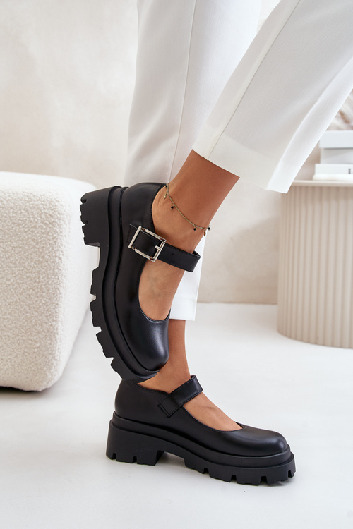 Жіночі туфлі з пряжкою Чорні Plikuria