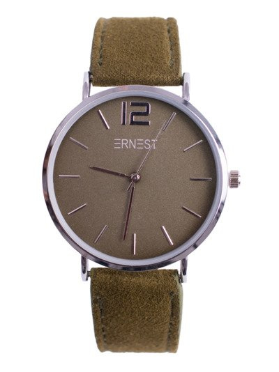 Жіночий годинник Ernest Manon Suede Olive Silver