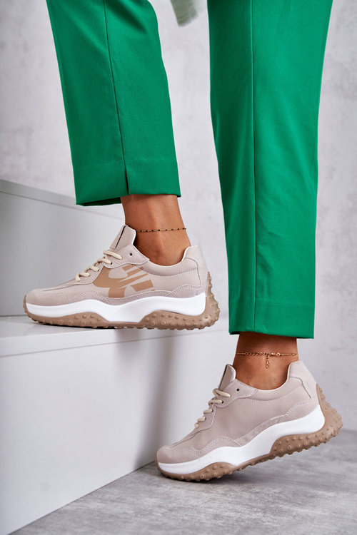 Жіноче спортивне взуття на зав'язках бежеві Tolea