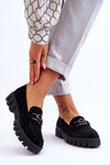 Замшеві жіночі лофери чорні Sanvi