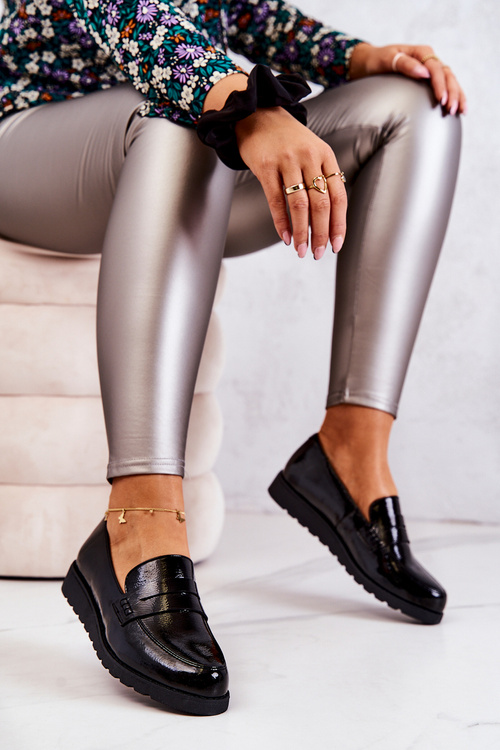 Лаковані мокасини на танкетці La.Fi Black Alannah