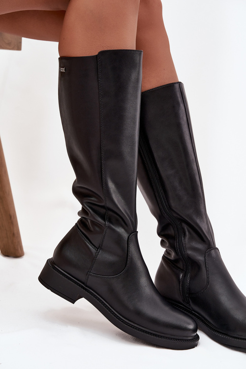 Шкіряні жіночі черевики з підкладкою на низькому каблуці Sergio Leone KZ25600-S Чорний